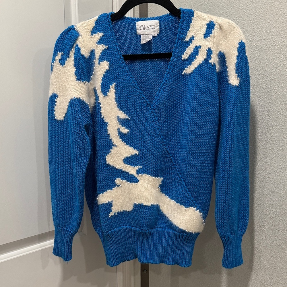 Vintage Christine Abstract Angora Pearl Sweater